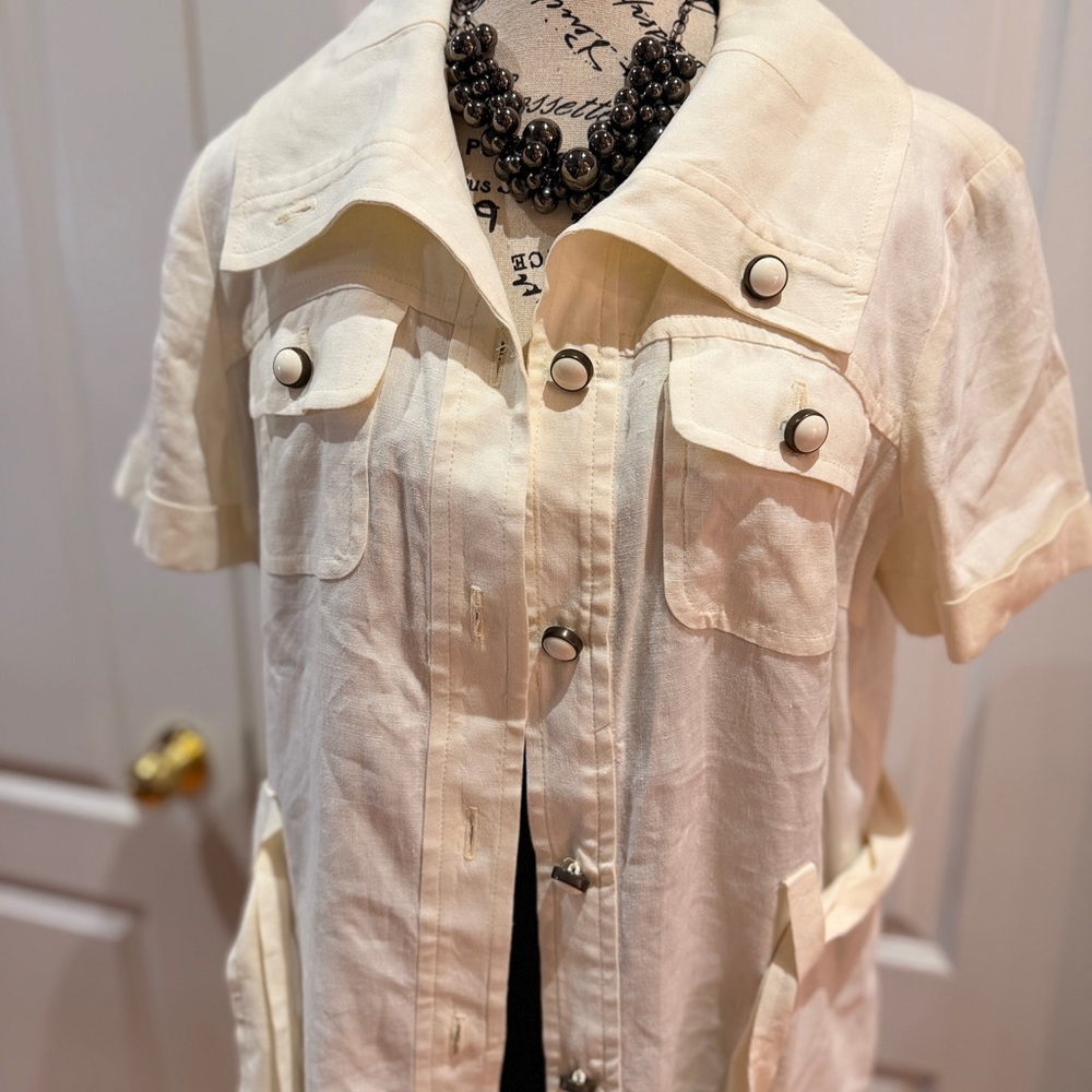 Trina Turk Ivory Short-Sleeve Utility Jacket